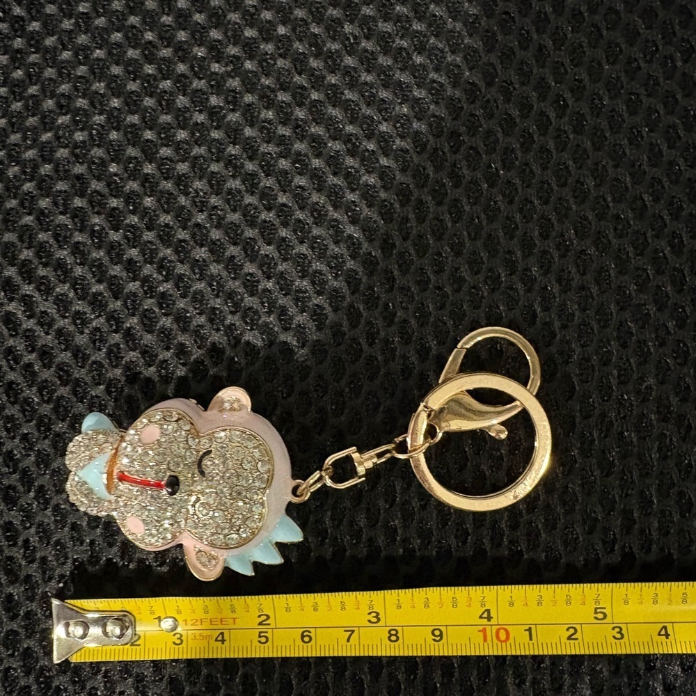 Betsey Johnson Inspired Sparkling Pink & Blue Monkey Rhinestone Keychain - Picture 4 of 8